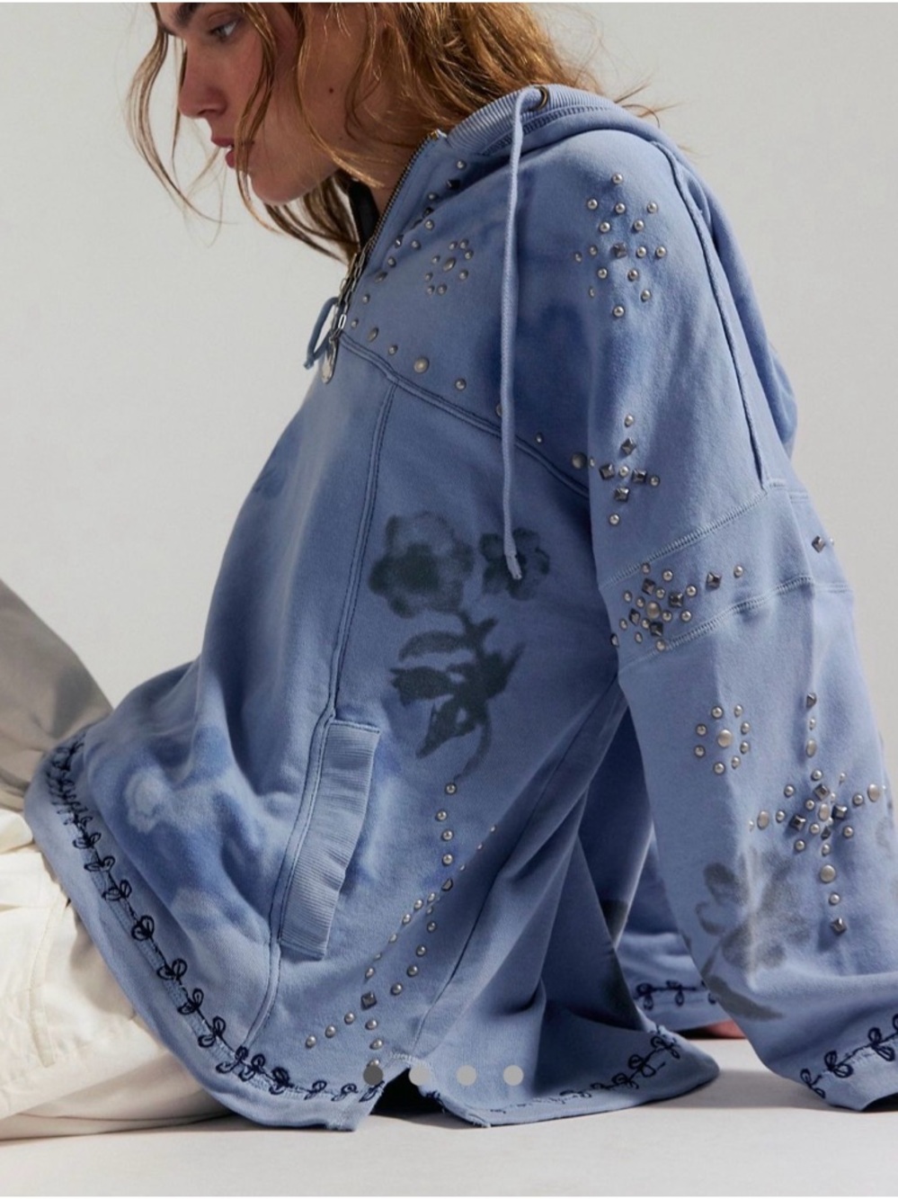 Free People We The Free Silver Half Zip Hoodie Sz XS